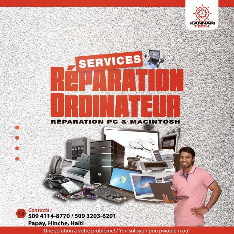 Affiche réparation d'ordinateurs PC et Macintosh